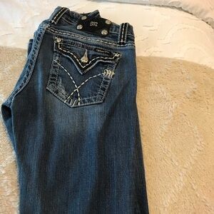 Miss Me Blue Boot Cut Jeans with Western Stitching